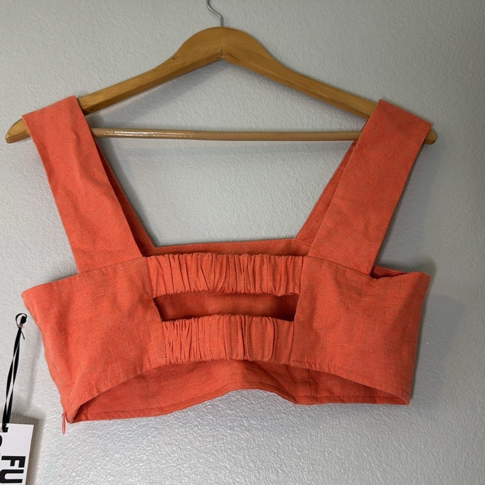 New Orange/Coral Bustier Crop Tank Top XS - Picture 8 of 12